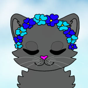simple grey cay with two tome blue flower crown