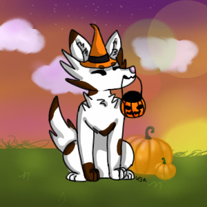 Halloween Wolf - Colored In
