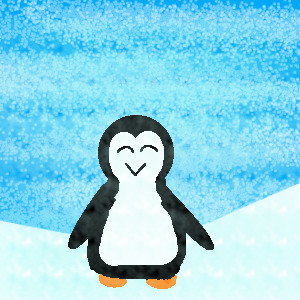 penguin in snow.