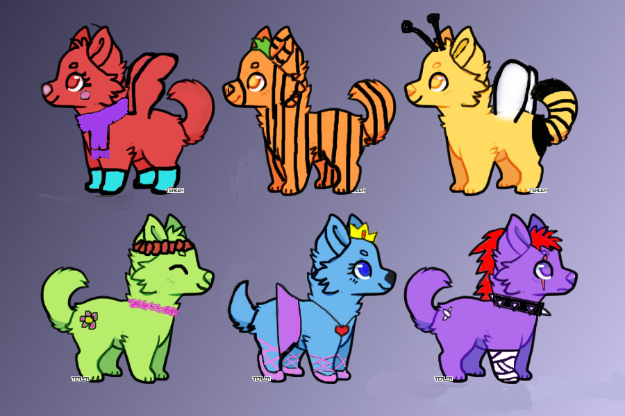 Colorful pups