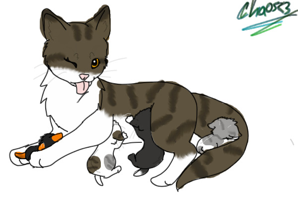 Ashfeather and her kits. <3