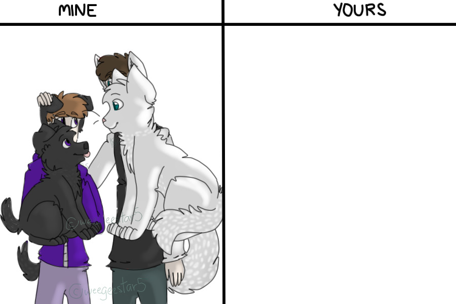 mine/yours // dog son & cat dad // humanoid & feral
