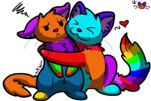 Rainbow Cats! (Based on lineart by ~(KW)Zzz!~)