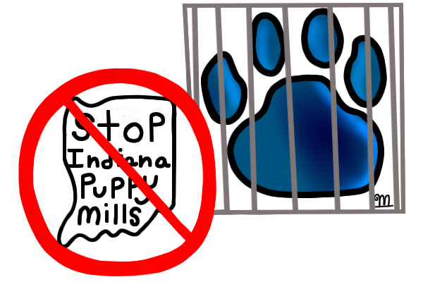 Puppy Mill Logo: Blue Pawprint