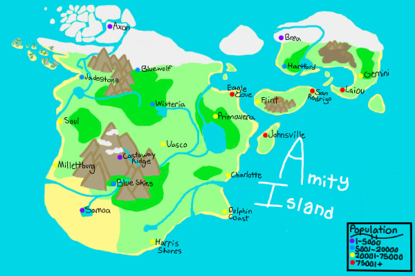 Amity Island (With Cities)