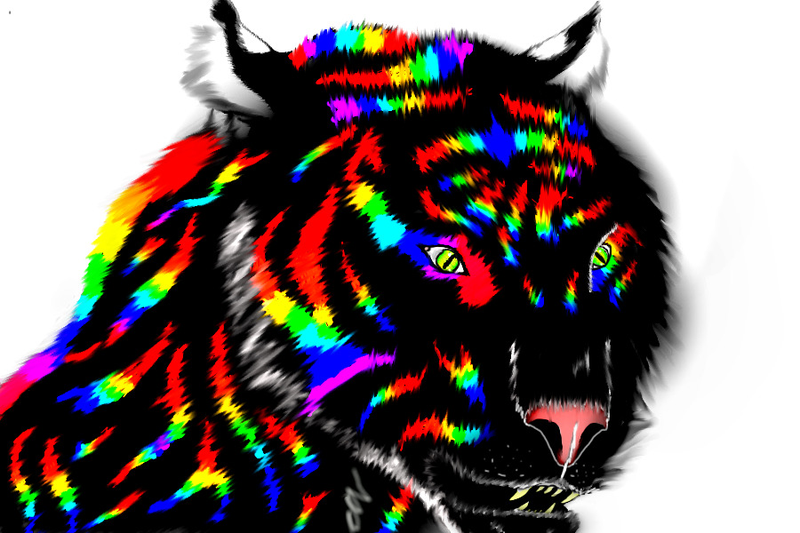 neon rainbow tiger