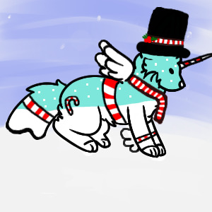 snow falling on a peppermint narwhale kinaii