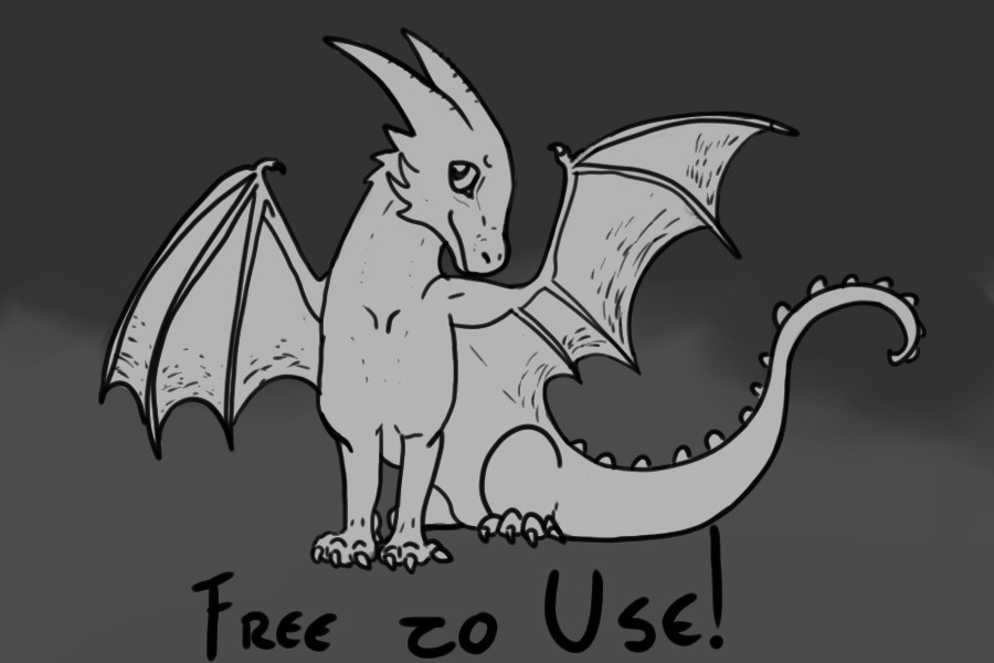 Free to Use Baby Dragon Lineart!