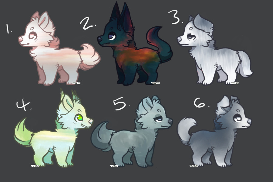 time/weather-themed pup adopts for sale !