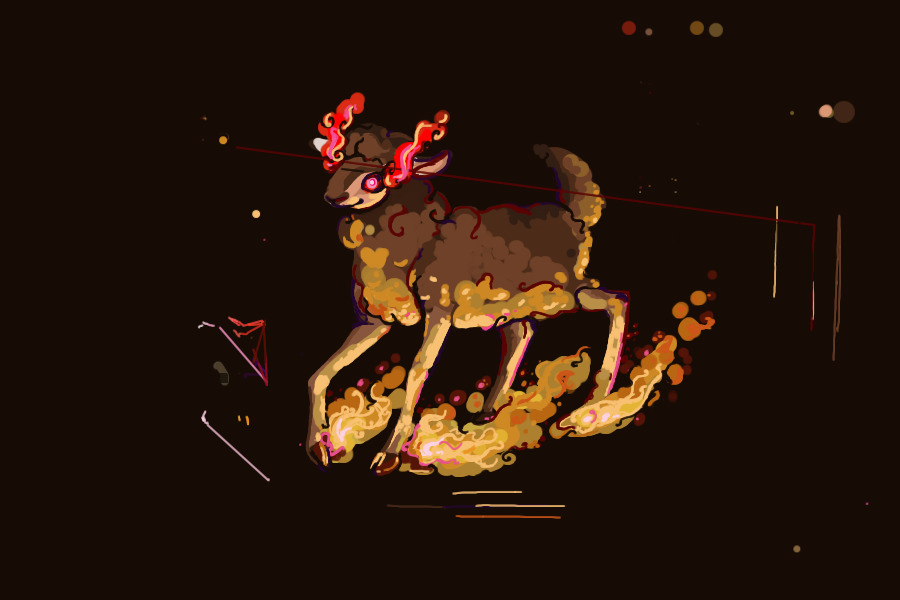 Deer Sheep Beast on fire