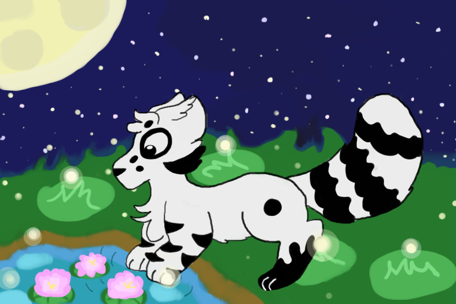 Moonlight Black and white Fox