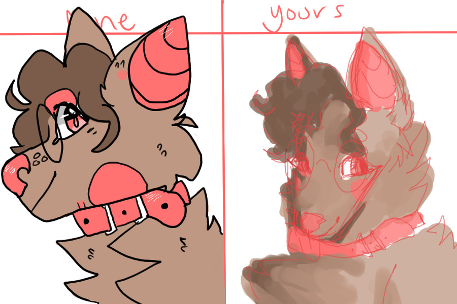 dog practice (colored in mine v yours)