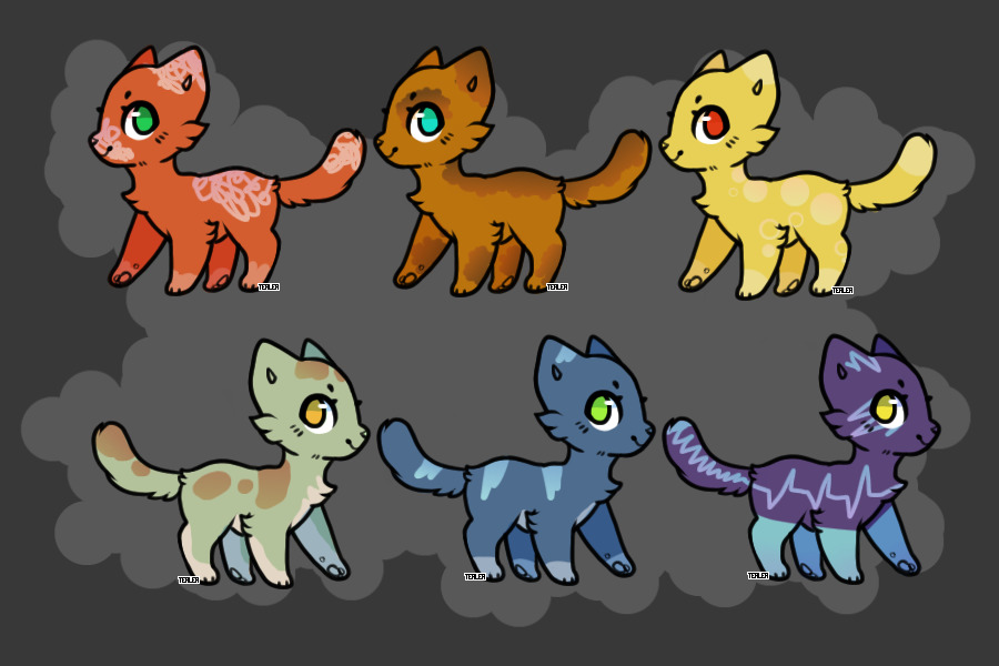 character design practice three - gradient cats