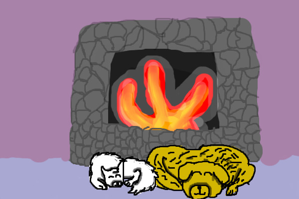 Sitting near the fire