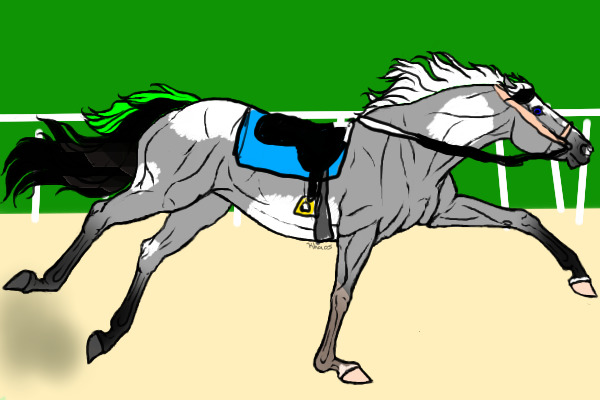Racehorse with tack editable