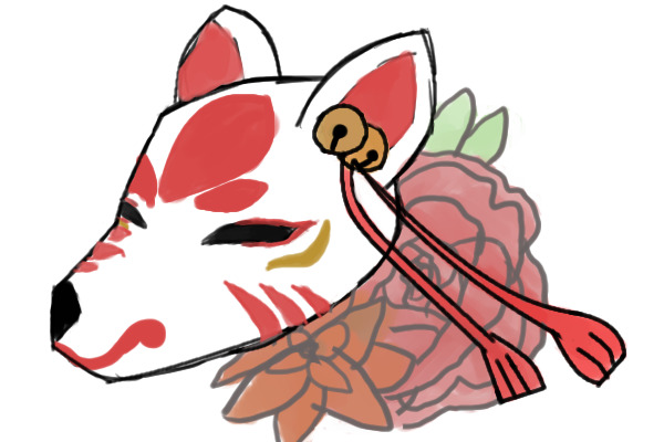 kitsune and flowers