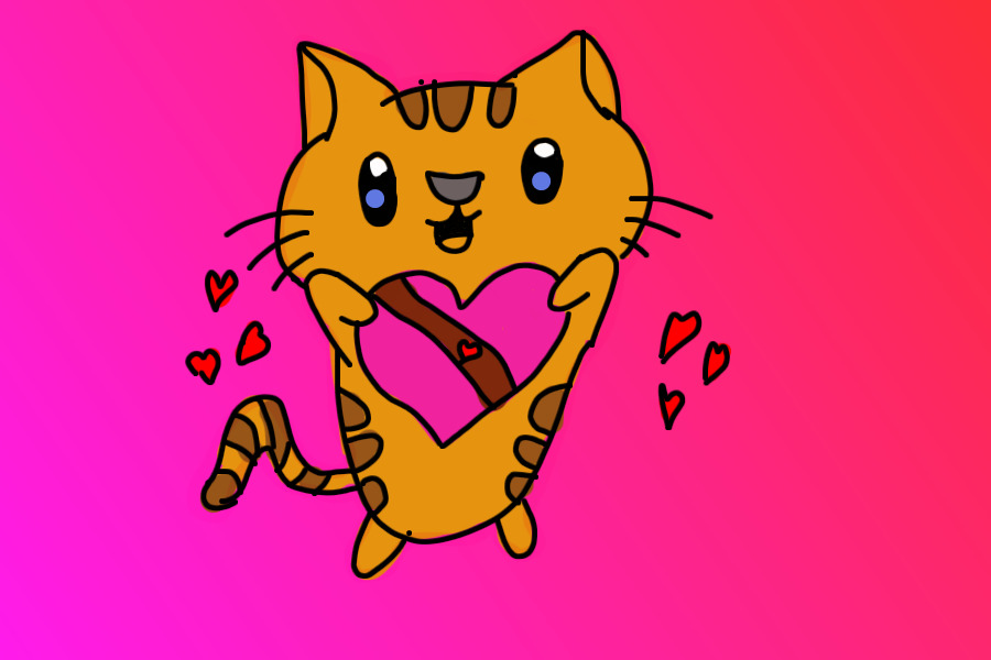 Valentines Day Cat EDITABLE