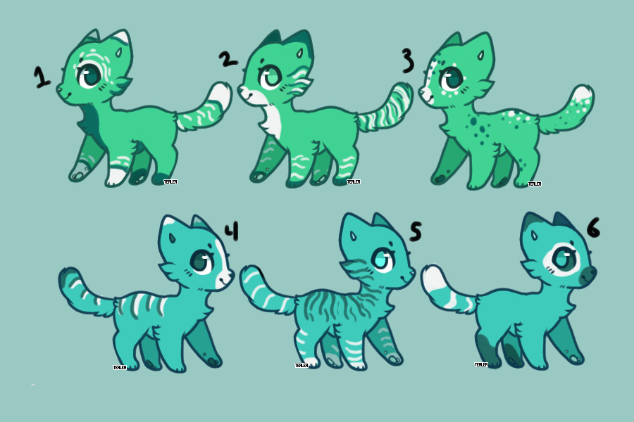 Green and Blue Kitten Adopts