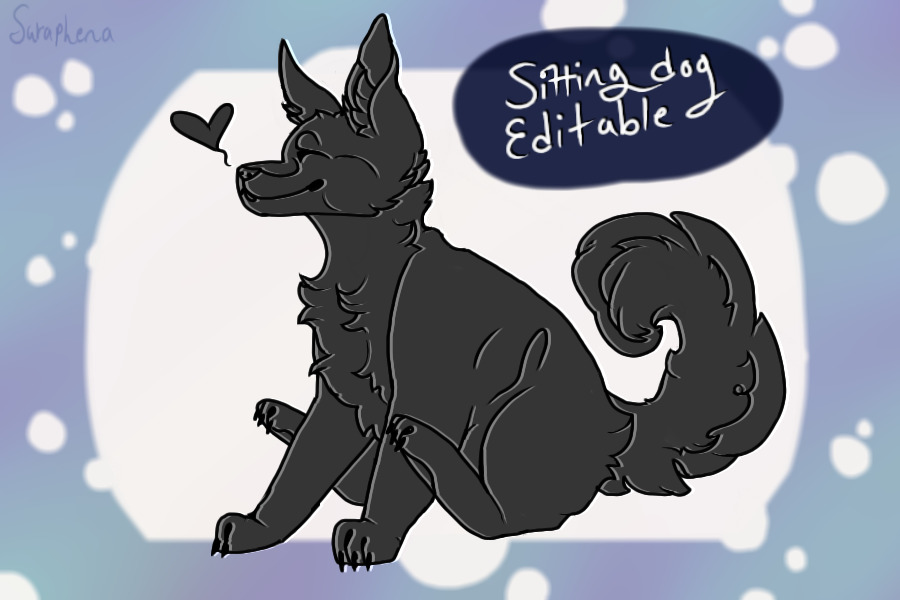 sitting dog editable