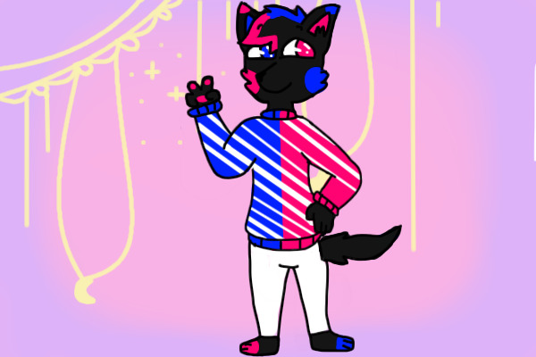 Black Blue and Pink Wolf