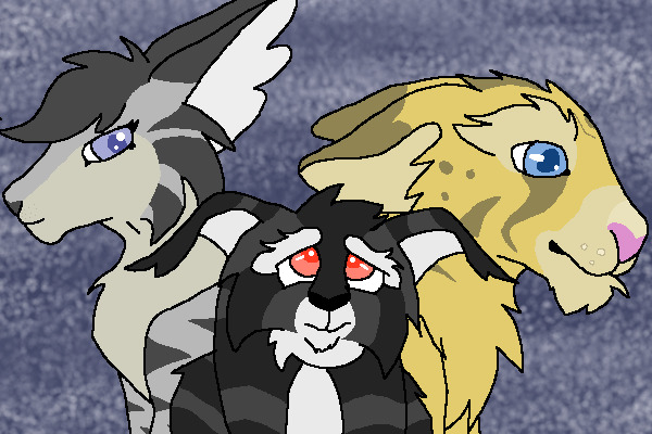 Bristlefrost, Rootpaw, and Shadowpaw