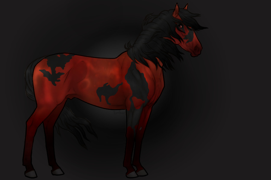 vampire equine - blood bay w/ somatic markings