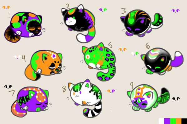 Contest Adoptable Bean cats (Halloween palette!) EXTENDED!