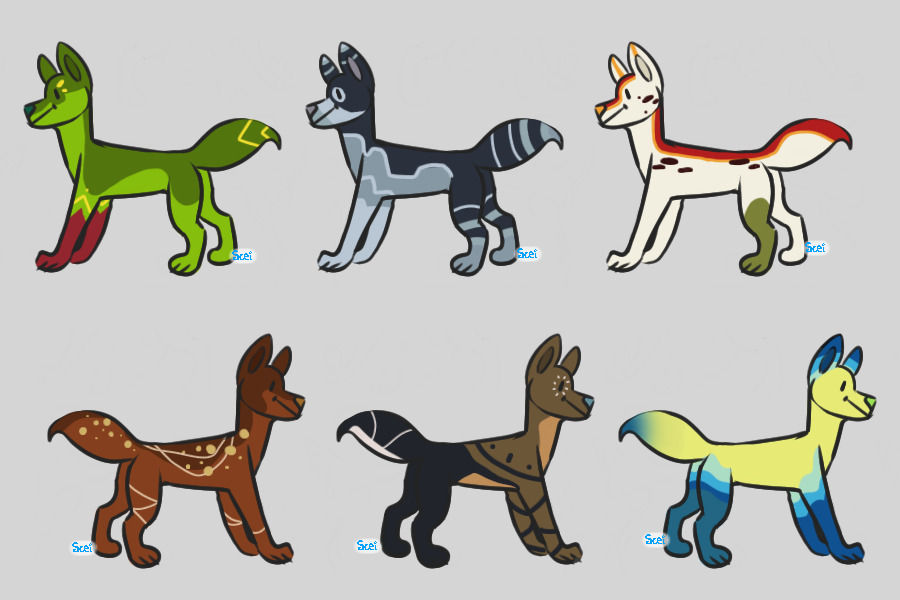 dogs - 2 tokens each