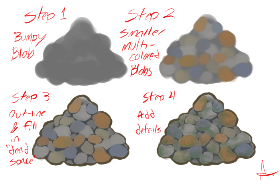 How to draw rocks (in a pile)