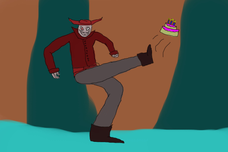 slick kicking cake