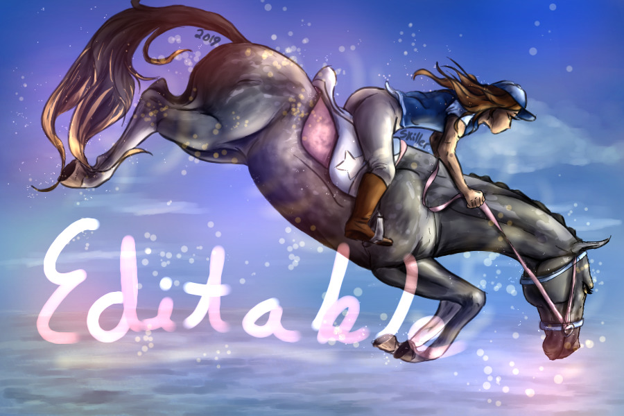 Jumping horse and rider-EDITABLE-