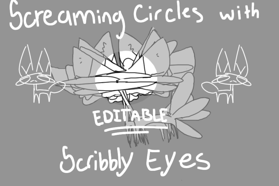 Editable | Screaming Circles with Scribbly Eyes
