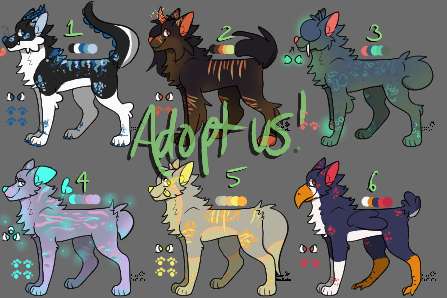6 Adoptable Wolves - CLOSED