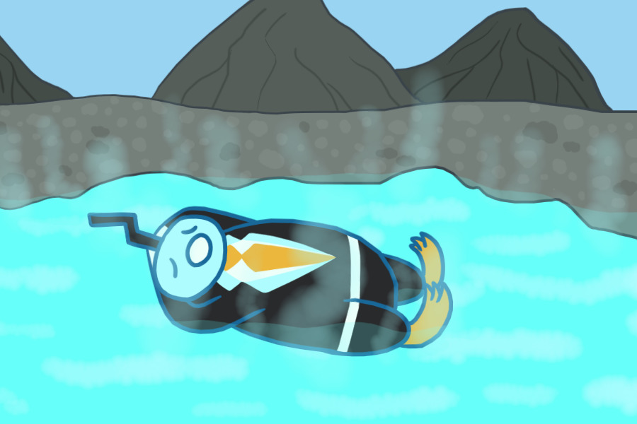 Tux in a hot spring