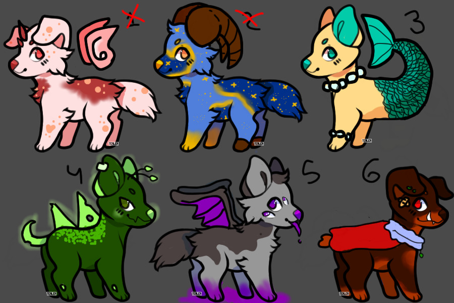 creature pups (4/6 available)