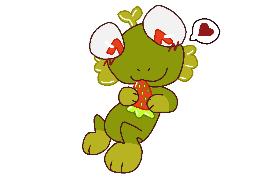 Frogge enjoys strawberry