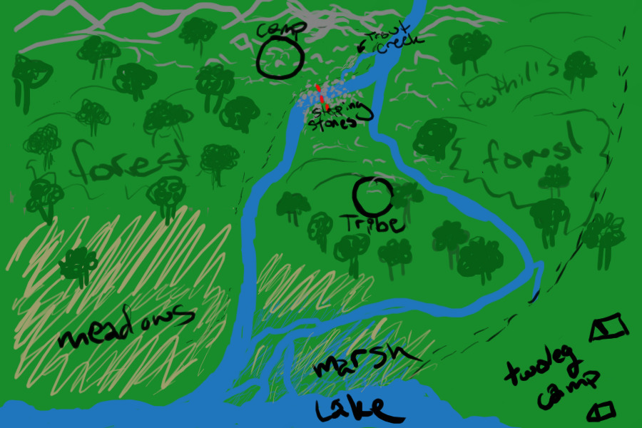 ShiverClan & The Tribe Of Rippling Water Territory Map