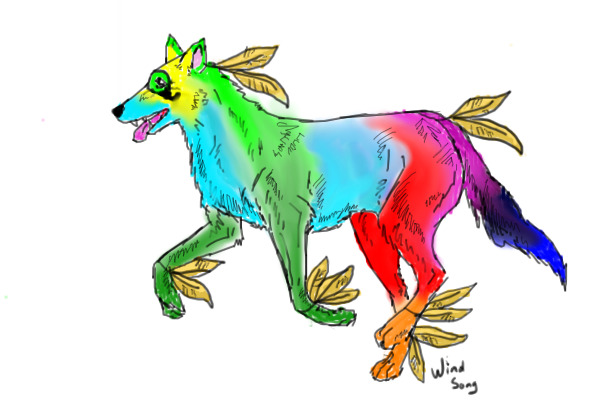rainbow feather wolf