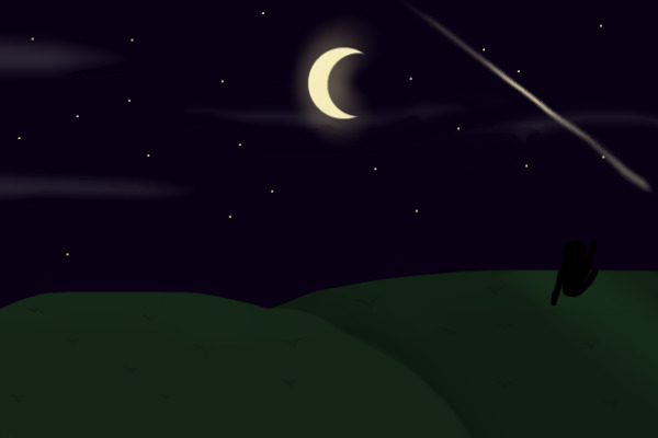 The shooting star at dark