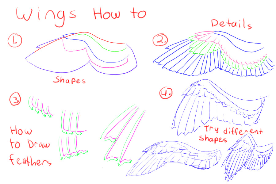 how to draw wings