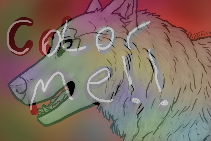 long haired wolf headshot editable