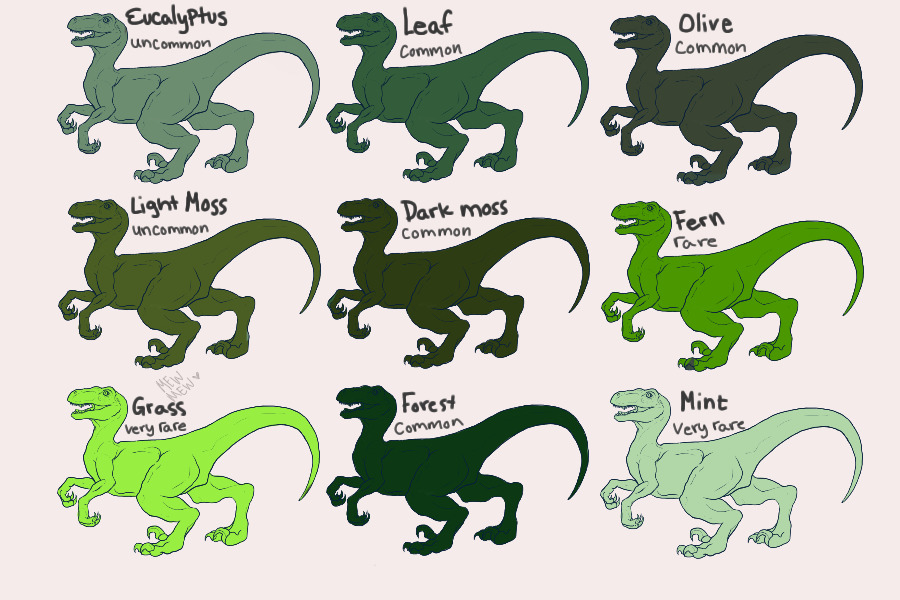 Raptor Island Color Guide : Green