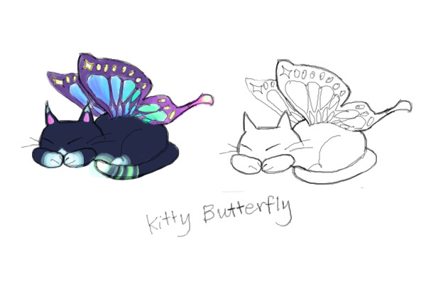 Kitty Butterfly Doodle
