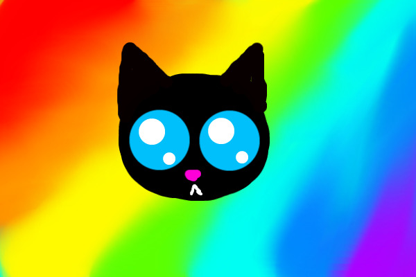 Mega cute rainbow background black cat