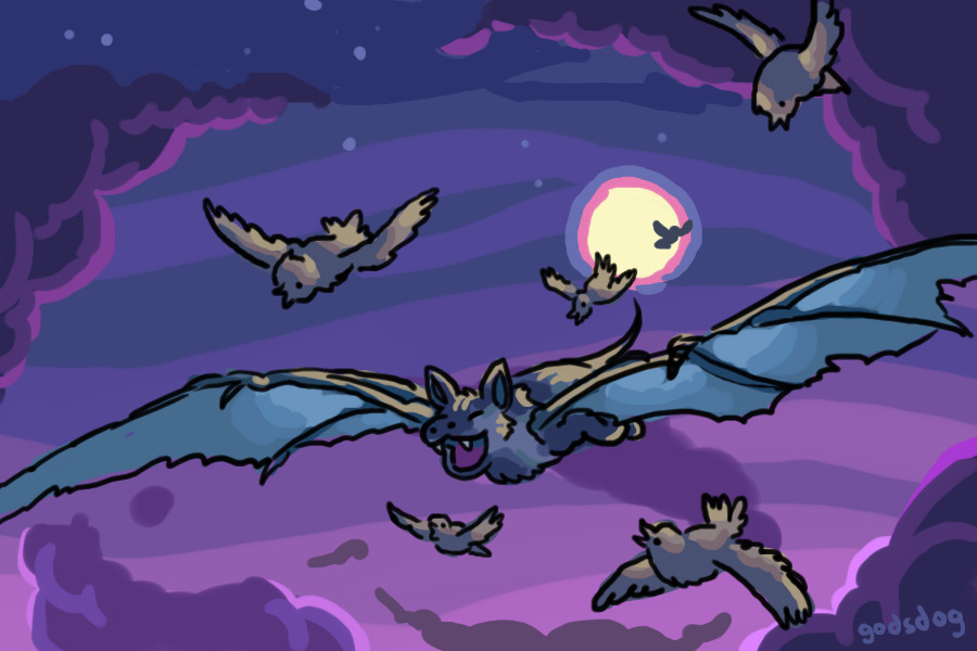 bat friend flying with his buddies