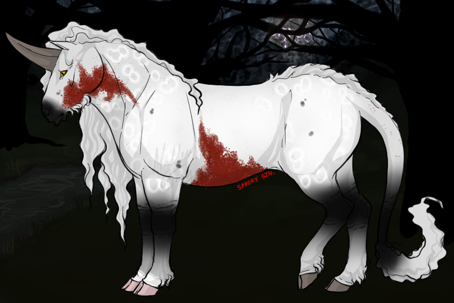 Fleabitten Grey Dun Roan w. Peacock Spots + Bloody Shoulder