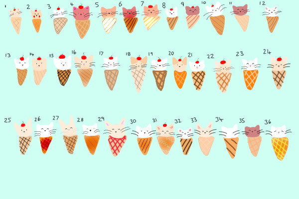 36 Ice Cream Cats OTA (36/36 AVAILABLE)