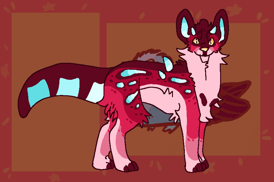 pink painted dog but with spots
