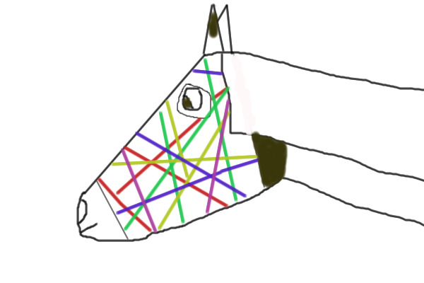 horse with stripy flymask