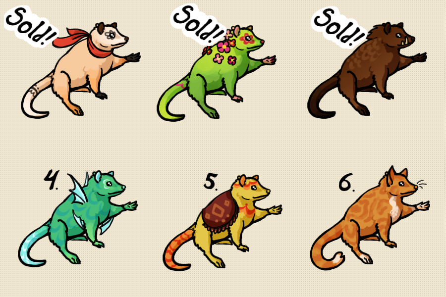 Return of Opossomy Adopts - 3 left! - taking C$ or items!